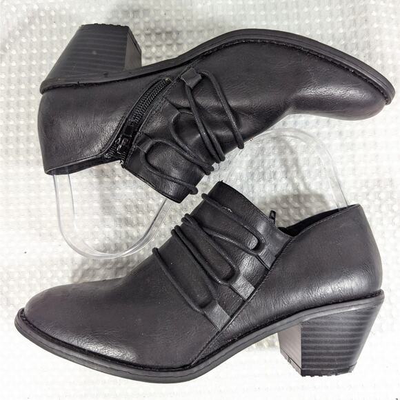 ROCKET DOG! BLACK SIDE ZIPPER LACE-UP FRONT CHUNKY HEEL BOOTIE HEELS! SZ 8.5 - Picture 4 of 7